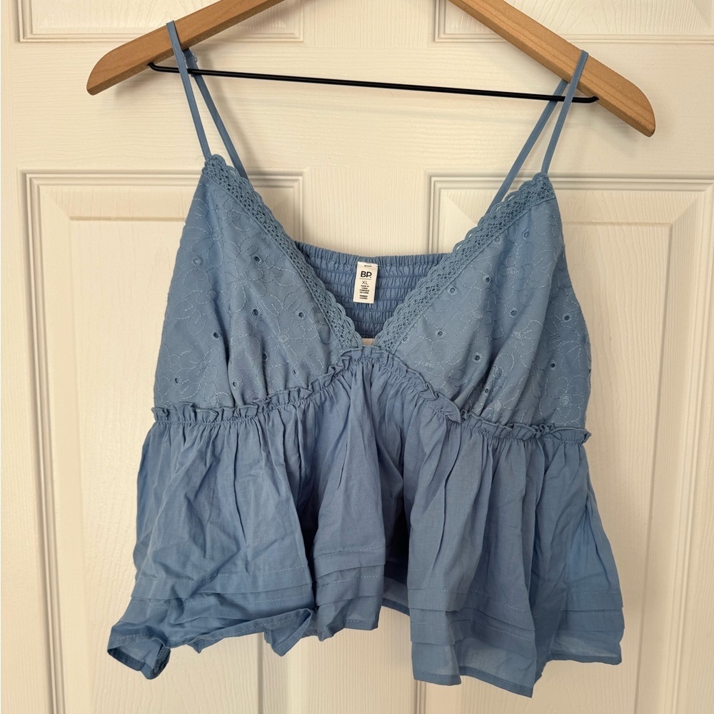 BP NWT‎ woven Babydoll Camisole blue blouse size XL